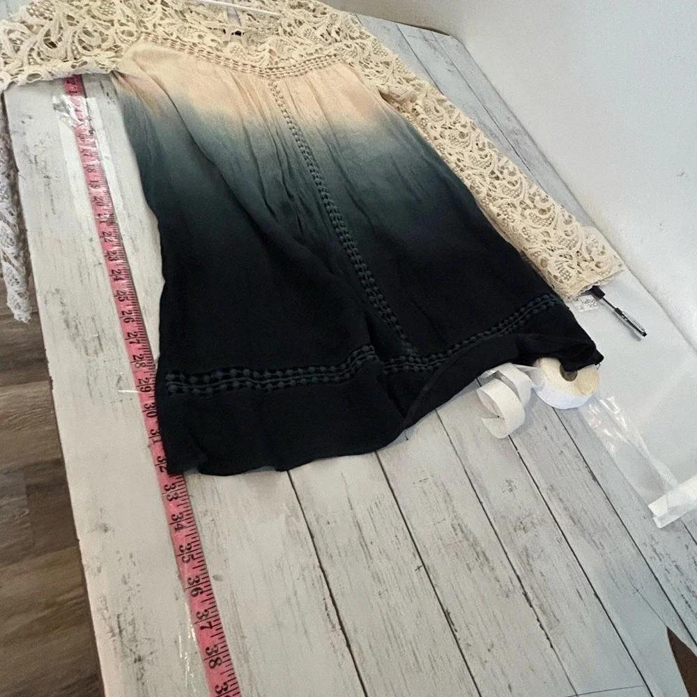 Blu Pepper Mini Dress, Size Medium Lace Boho Ombre Long Sleeve Dress